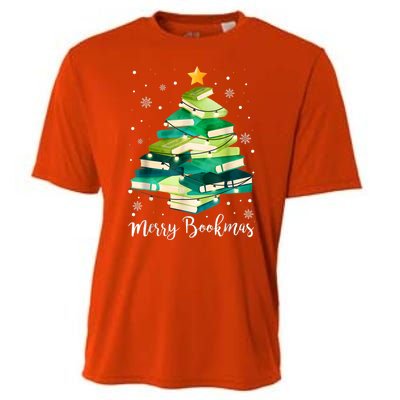 Merry Bookmas Books Pine Tree Funny Reading Lover Christmas Cooling Performance Crew T-Shirt