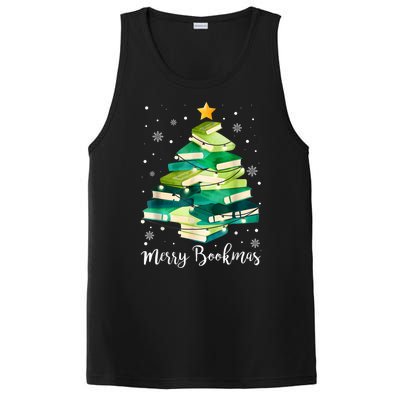 Merry Bookmas Books Pine Tree Funny Reading Lover Christmas PosiCharge Competitor Tank