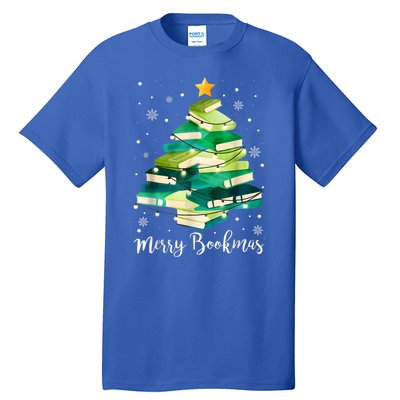 Merry Bookmas Books Pine Tree Funny Reading Lover Christmas Tall T-Shirt