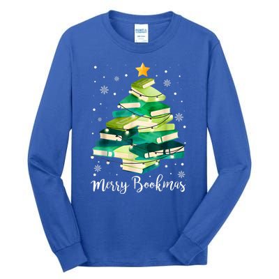 Merry Bookmas Books Pine Tree Funny Reading Lover Christmas Tall Long Sleeve T-Shirt