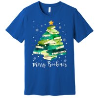 Merry Bookmas Books Pine Tree Funny Reading Lover Christmas Premium T-Shirt