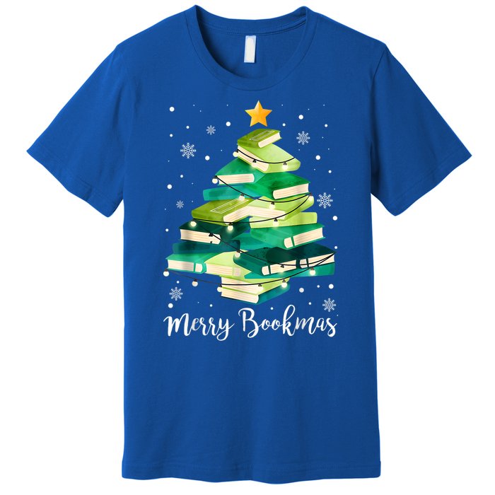 Merry Bookmas Books Pine Tree Funny Reading Lover Christmas Premium T-Shirt