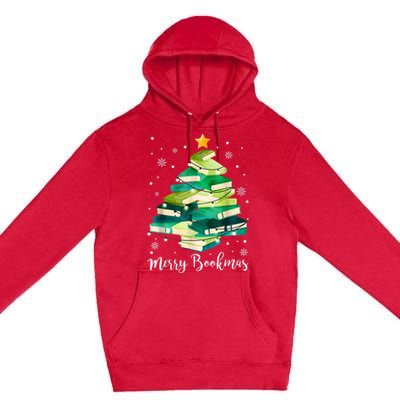 Merry Bookmas Books Pine Tree Funny Reading Lover Christmas Premium Pullover Hoodie