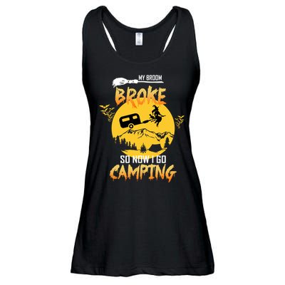 My Broom Broke So Now I Go Camping Ladies Essential Flowy Tank