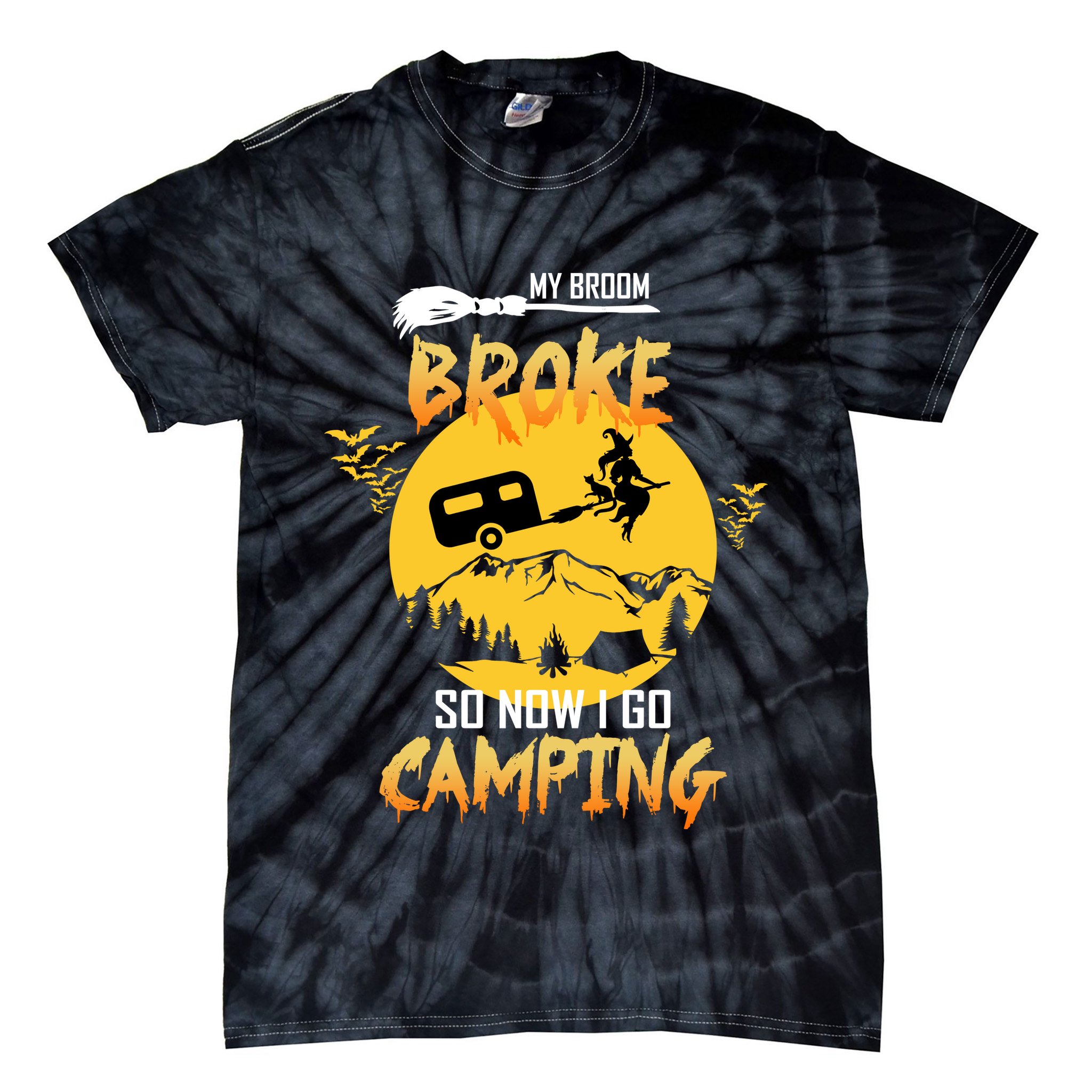 My Broom Broke So Now I Go Camping Tie-Dye T-Shirt