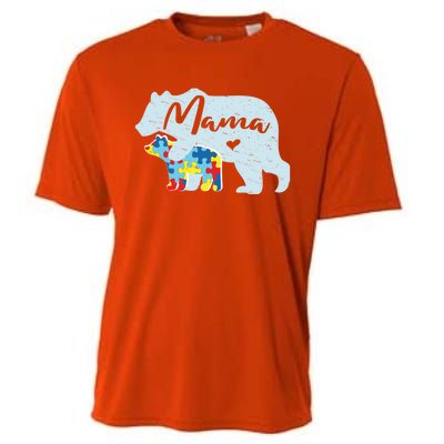 Mama Bear Cute Autism Awareness Mom With Puzzle Piece Cub Gift Cooling Performance Crew T-Shirt