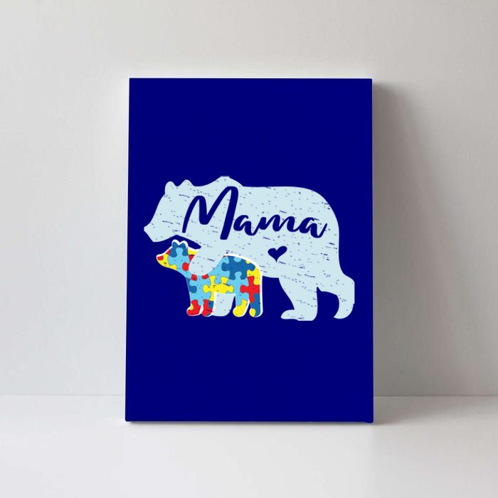 Mama Bear Cute Autism Awareness Mom With Puzzle Piece Cub Gift Canvas