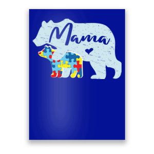 Mama Bear Cute Autism Awareness Mom With Puzzle Piece Cub Gift Poster