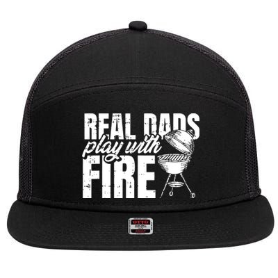 Men BBQ Chef Dad Fathers Day Grill Grilling Master Papa Grandpa 7 Panel Mesh Trucker Snapback Hat