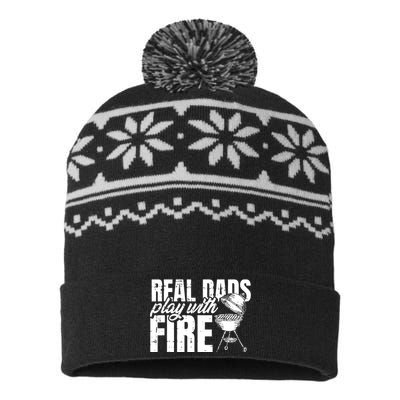 Men BBQ Chef Dad Fathers Day Grill Grilling Master Papa Grandpa USA-Made Snowflake Beanie