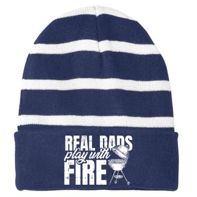 Men BBQ Chef Dad Fathers Day Grill Grilling Master Papa Grandpa Striped Beanie with Solid Band