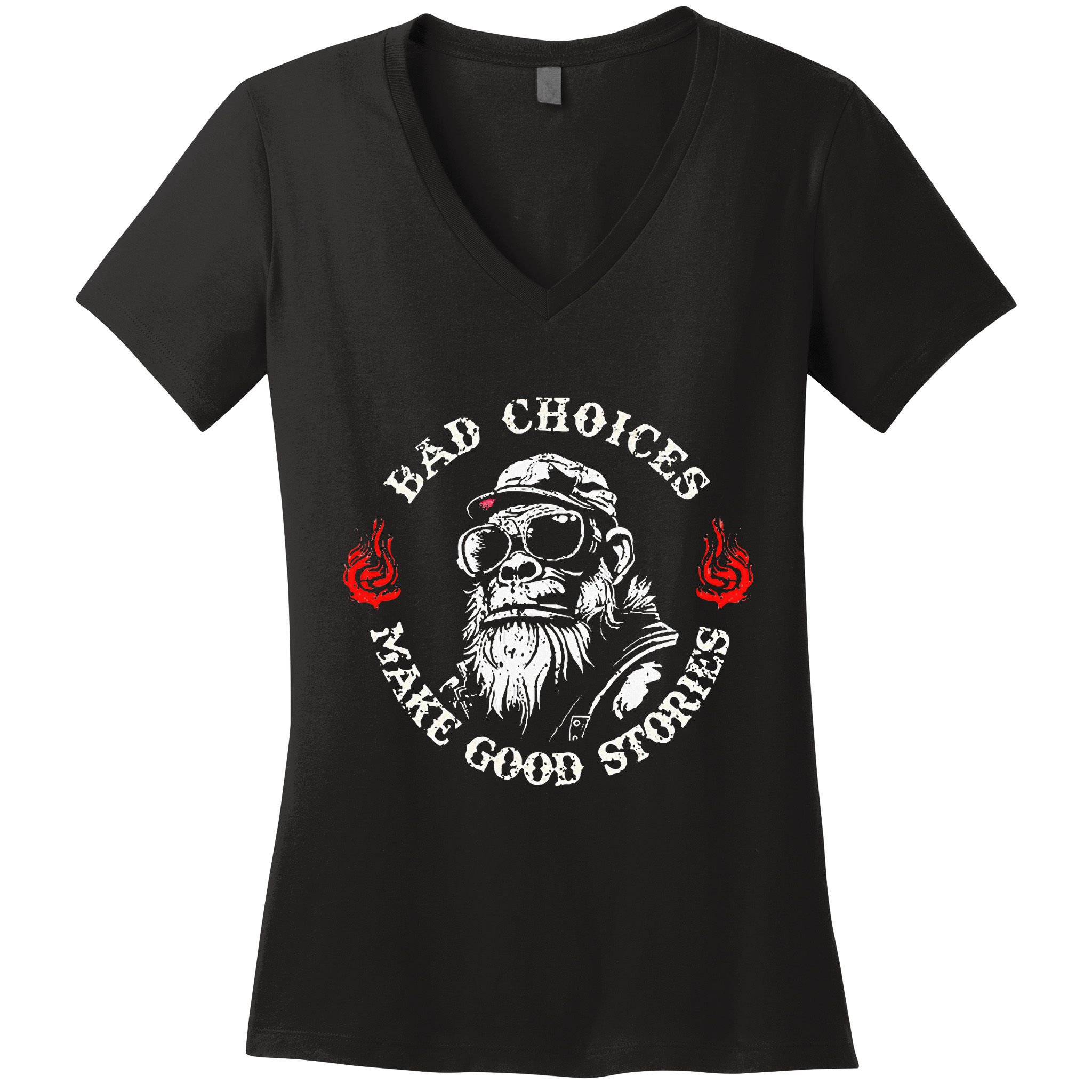 Monkey Bad Choices Make Good Stories Women's V-Neck T-Shirt