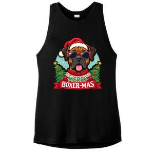 Merry Boxermas Cute Boxer Dog Christmas Ladies PosiCharge Tri-Blend Wicking Tank