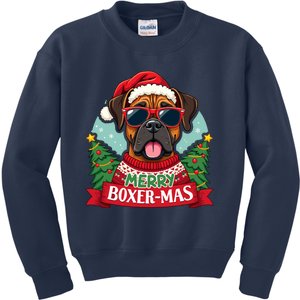 Merry Boxermas Cute Boxer Dog Christmas Kids Sweatshirt