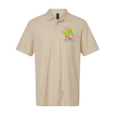 Merry Beachmas Christmas Palm Trees Xmas Lights Flamingos Polo