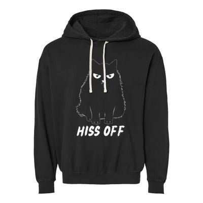 Meow Black Cat Hiss Off Funny Garment-Dyed Fleece Hoodie