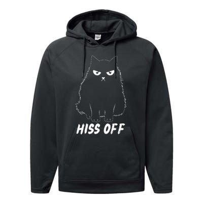 Meow Black Cat Hiss Off Funny Performance Fleece Hoodie