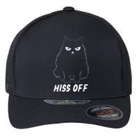 Meow Black Cat Hiss Off Funny Flexfit Unipanel Trucker Cap