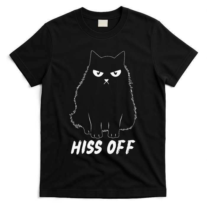 Meow Black Cat Hiss Off Funny T-Shirt