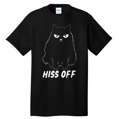 Meow Black Cat Hiss Off Funny Tall T-Shirt