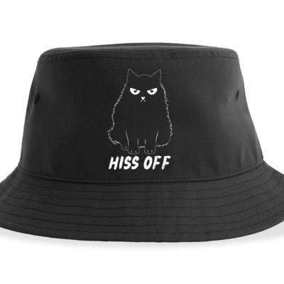 Meow Black Cat Hiss Off Funny Sustainable Bucket Hat