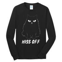 Meow Black Cat Hiss Off Funny Tall Long Sleeve T-Shirt