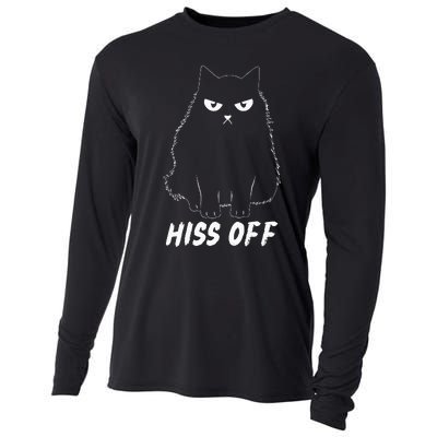 Meow Black Cat Hiss Off Funny Cooling Performance Long Sleeve Crew