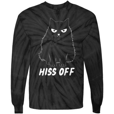 Meow Black Cat Hiss Off Funny Tie-Dye Long Sleeve Shirt