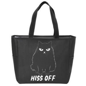 Meow Black Cat Hiss Off Funny Zip Tote Bag