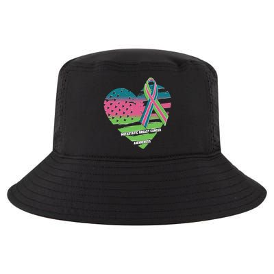 Metastatic Breast Cancer Awareness USA American Flag Ribbon Heart Cool Comfort Performance Bucket Hat