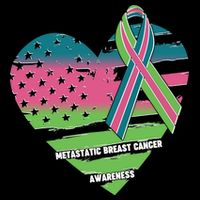 Metastatic Breast Cancer Awareness USA American Flag Ribbon Heart Bucket Hat