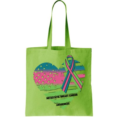 Metastatic Breast Cancer Awareness USA American Flag Ribbon Heart Bag
