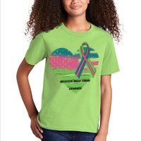 Metastatic Breast Cancer Awareness USA American Flag Ribbon Heart Kids T-Shirt