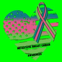 Metastatic Breast Cancer Awareness USA American Flag Ribbon Heart Kids T-Shirt