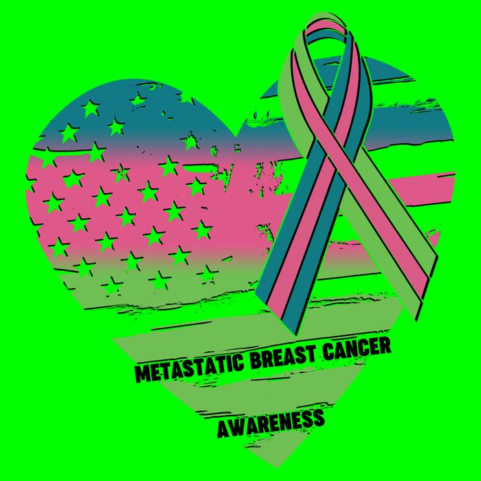 Metastatic Breast Cancer Awareness USA American Flag Ribbon Heart Kids T-Shirt