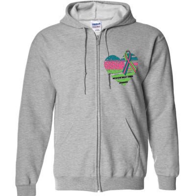 Metastatic Breast Cancer Awareness USA American Flag Ribbon Heart Full Zip Hoodie