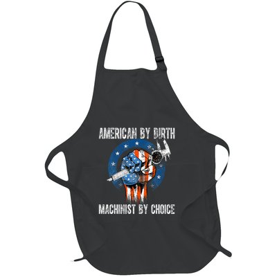 Machinist By Choice American Usa Flag Cnc Machine Operator Full-Length Apron With Pockets