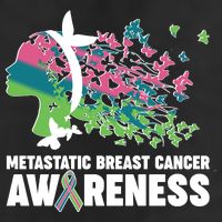 Metastatic Breast Cancer Awareness Butterflies 7 Panel Mesh Trucker Snapback Hat
