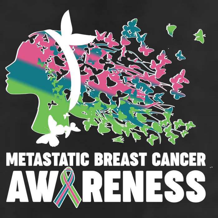 Metastatic Breast Cancer Awareness Butterflies 7 Panel Mesh Trucker Snapback Hat