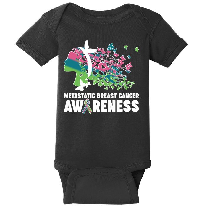 Metastatic Breast Cancer Awareness Butterflies Baby Bodysuit