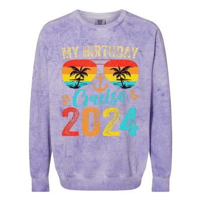 My Birthday Cruise 2024 Party Cruise Birthday Vacation  Colorblast Crewneck Sweatshirt