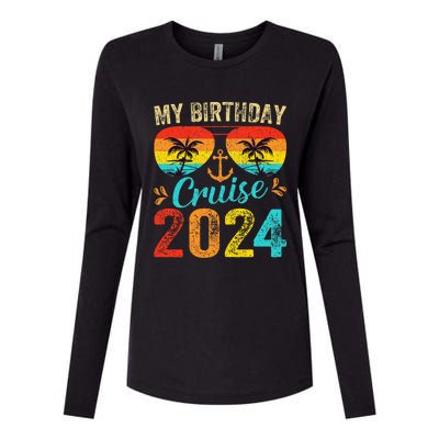 My Birthday Cruise 2024 Party Cruise Birthday Vacation  Womens Cotton Relaxed Long Sleeve T-Shirt