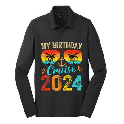 My Birthday Cruise 2024 Party Cruise Birthday Vacation  Silk Touch Performance Long Sleeve Polo