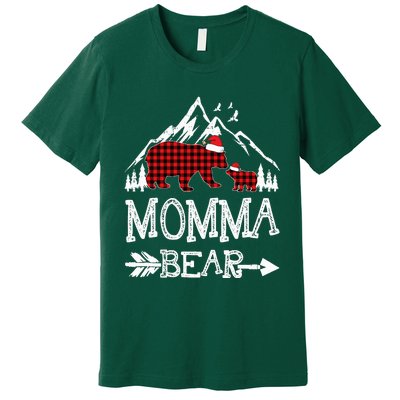 Momma Bear Christmas Pajama Red Plaid Buffalo Family Premium T-Shirt