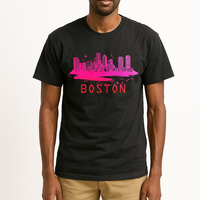 Modern Boston Cityscape Boston Massachusetts Skyline Tall T-Shirt