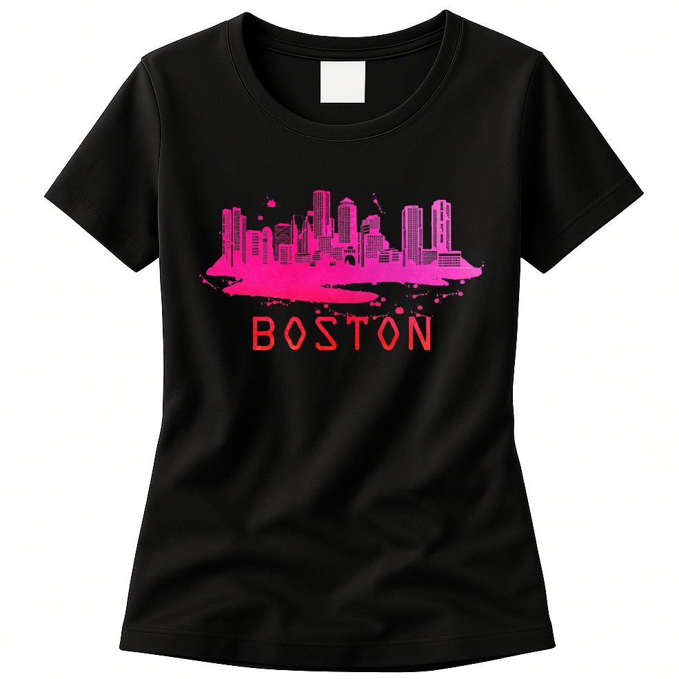 Modern Boston Cityscape Boston Massachusetts Skyline Womens T-Shirt