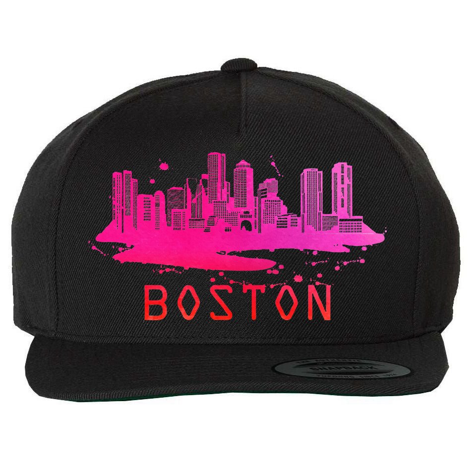 Modern Boston Cityscape Boston Massachusetts Skyline Wool Snapback Cap