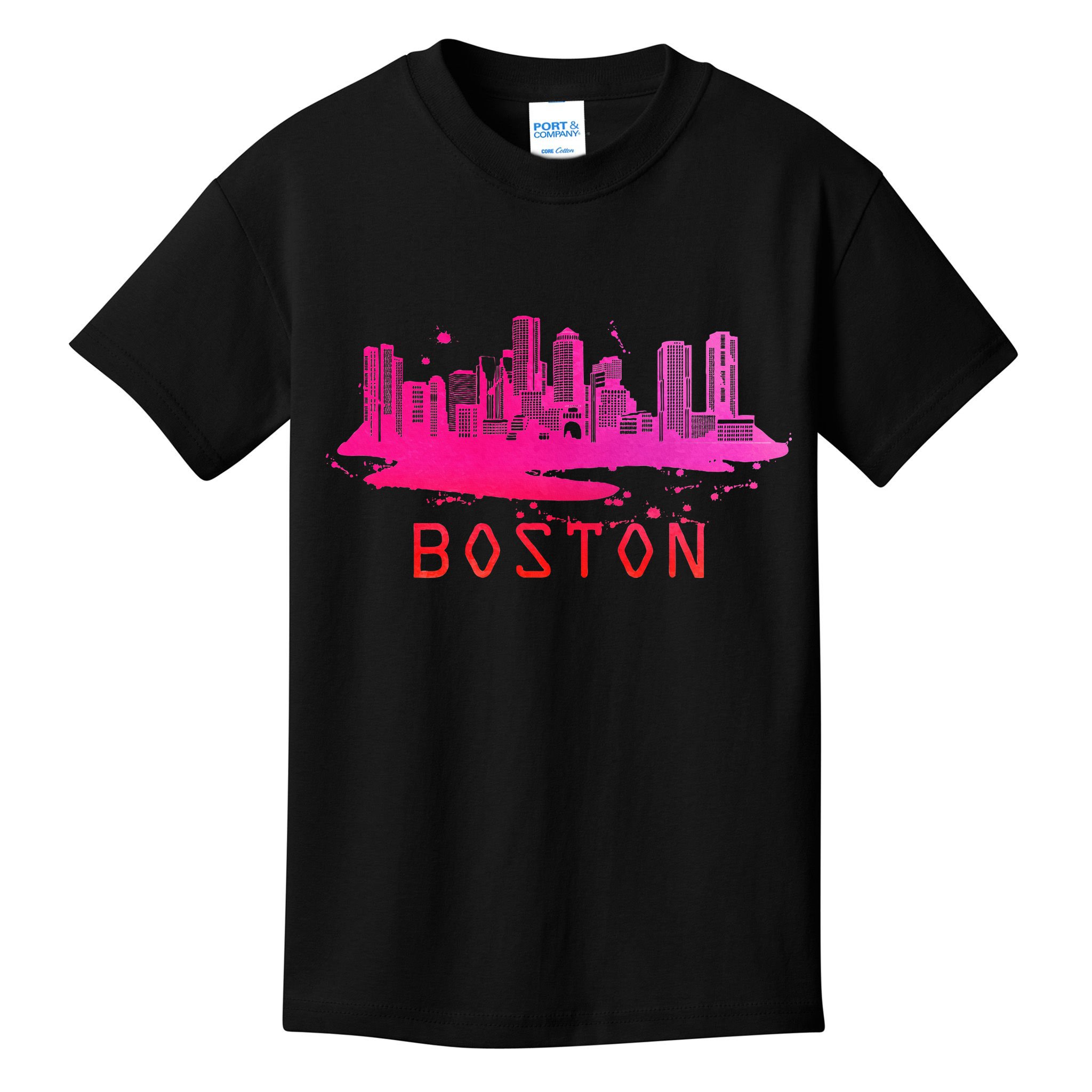 Modern Boston Cityscape Boston Massachusetts Skyline Kids T-Shirt