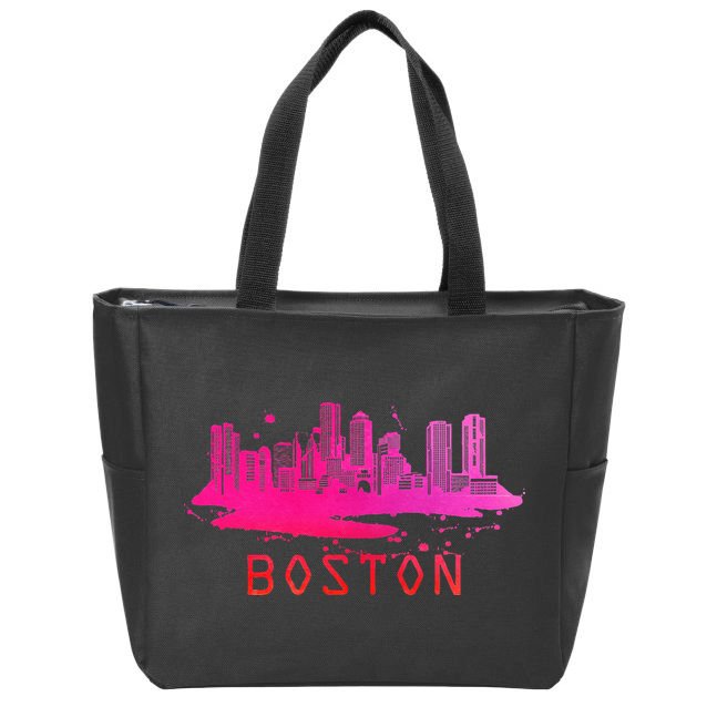Modern Boston Cityscape Boston Massachusetts Skyline Zip Tote Bag
