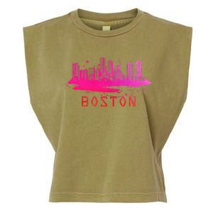 Modern Boston Cityscape Boston Massachusetts Skyline Garment-Dyed Women's Muscle Tee